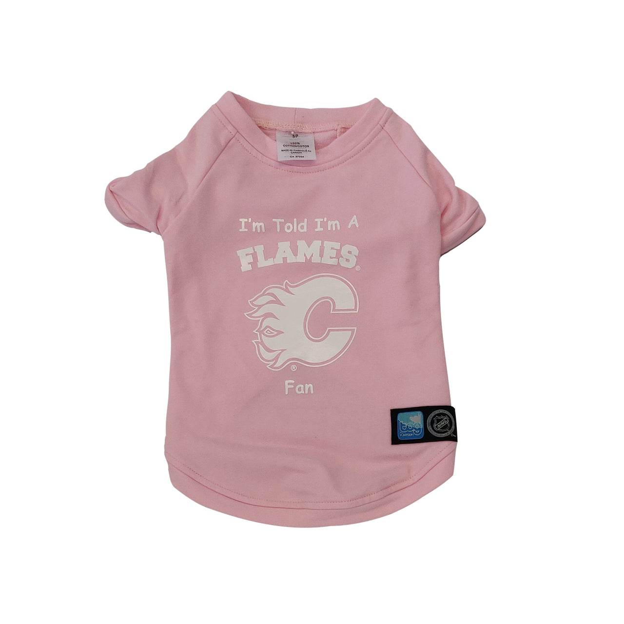 Calgary Flames NHL Dog Fan Shirt-Pink flat