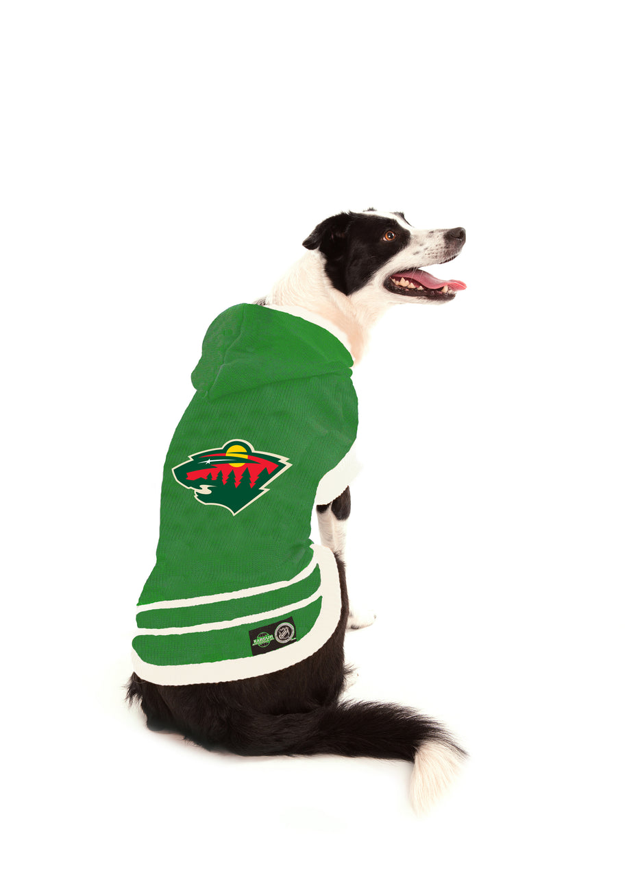 Minnesota Wild NHL Dog Sweater on dog