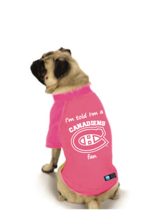 Montreal Canadiens NHL Dog Fan Shirt-Pink on dog