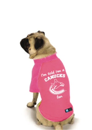 Vancouver Canucks NHL Dog Fan Shirt-Pink on dog