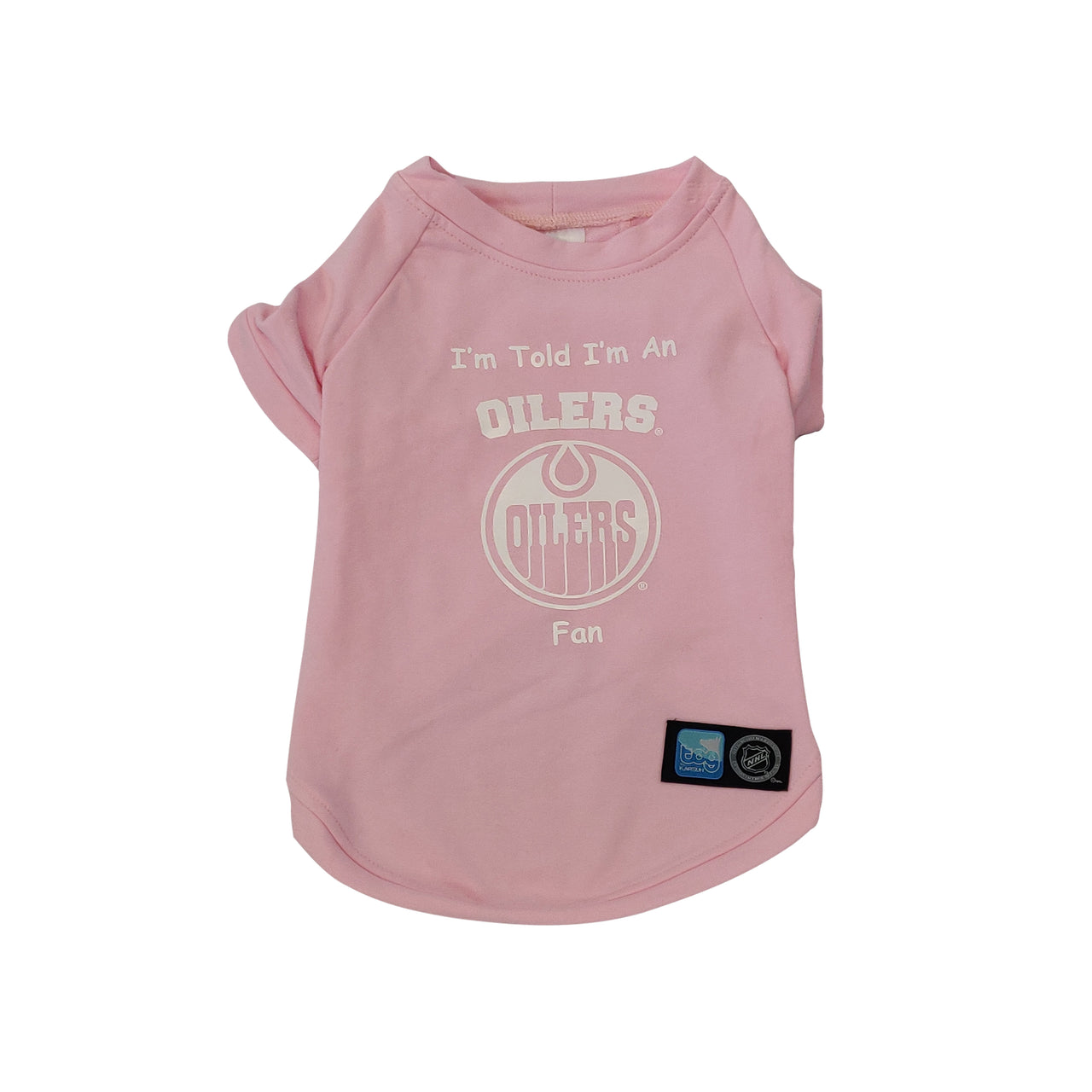 Edmonton Oilers NHL Dog Fan Shirt-Pink flat