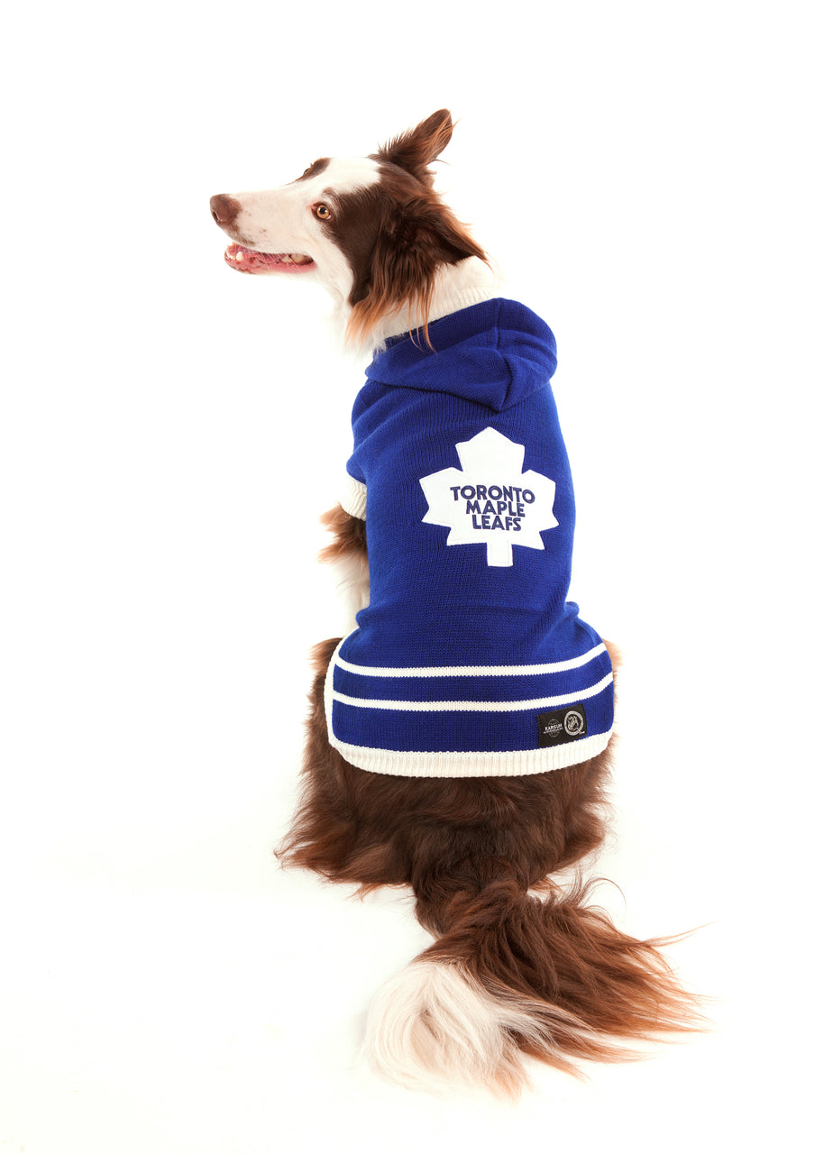 Toronto Maple Leafs NHL Dog Sweater on large dog
