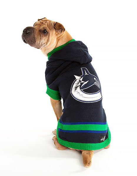 Vancouver Canucks NHL Dog Sweater on large dog