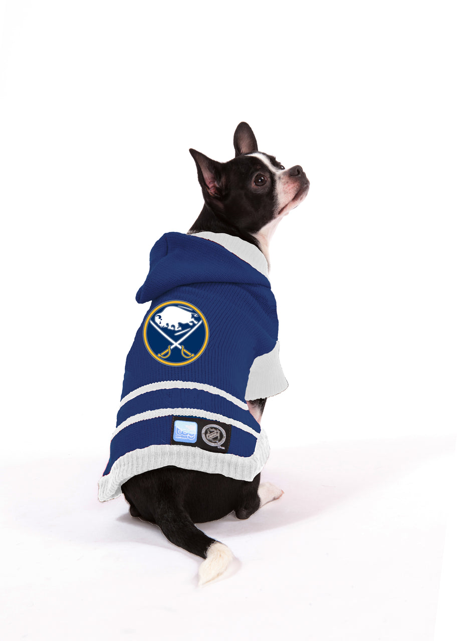 Buffalo Sabres NHL Dog Sweater on dog