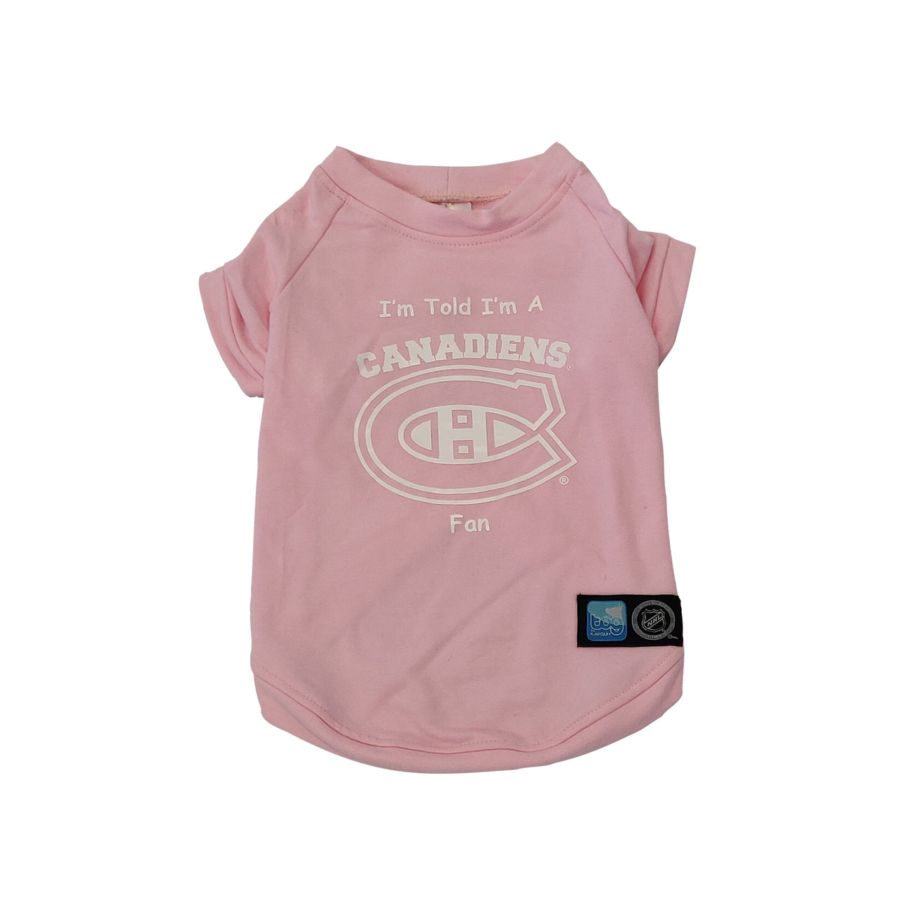 Montreal Canadiens NHL Dog Fan Shirt-Pink flat