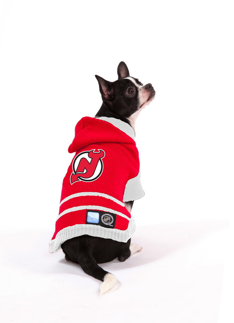 New Jersey Devils NHL Dog Sweater on medium dog