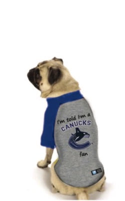 Vancouver Canucks NHL Dog  Fan Shirt on dog