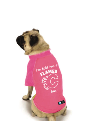 Calgary Flames NHL Dog Fan Shirt-Pink on dog